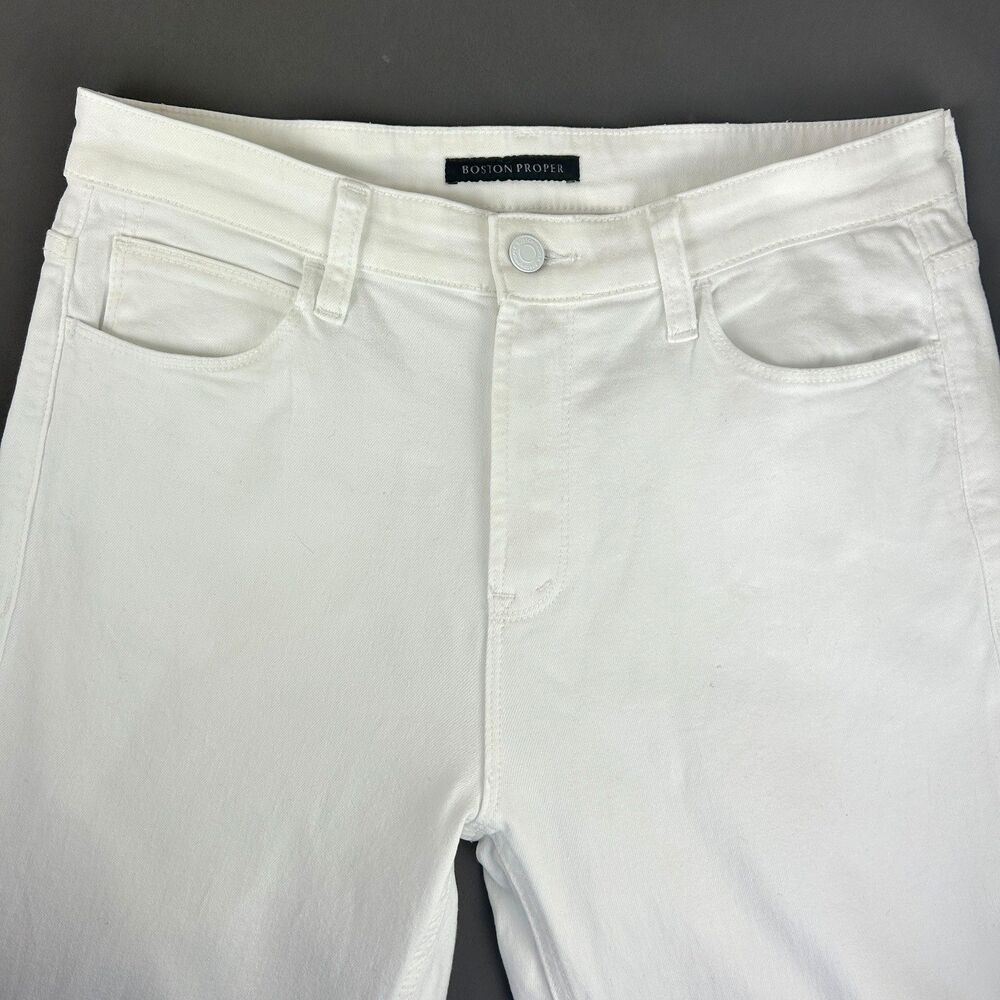 Boston Proper White Denim Wide Leg Jeans Size 10 - Picture 9 of 11